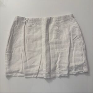 Abercrombie Scarlett Linen-Blend High Rise Mini Skort White